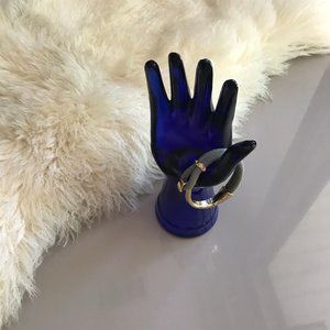 Gold and Suede Hook Bangle Bracelet